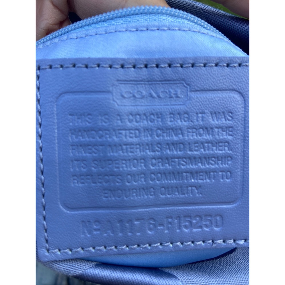 VTG Coach Carly Hobo Bag Blue Periwinkle Signature Jacquard Silver Hardware Y2K - Picture 13 of 16